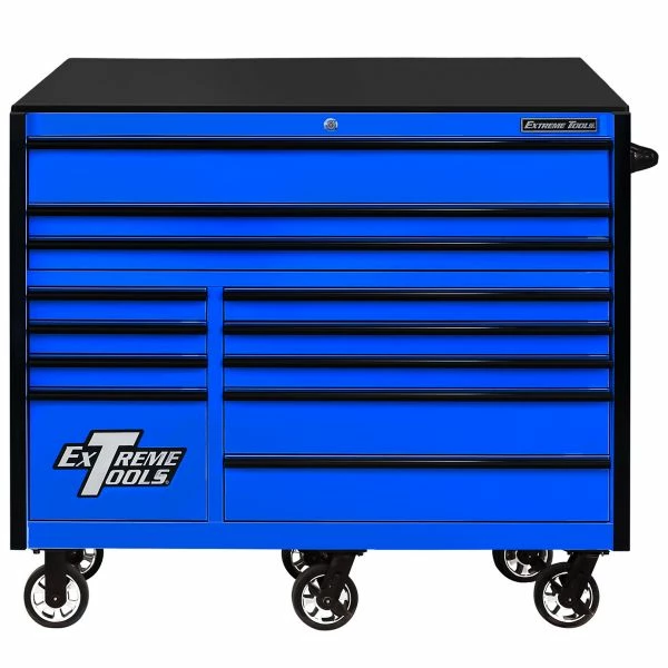Discount ⭐ Extreme Tools RX Series 55 In.W X 25 In.D 12 Drawer Roller Cabinet Blue RX552512RCBLBK-X ⭐ 1 Discount ⭐ Extreme Tools RX Series 55 In.W X 25 In.D 12 Drawer Roller Cabinet Blue RX552512RCBLBK-X ⭐