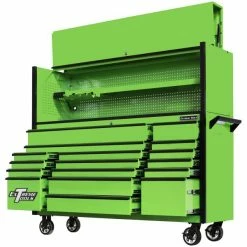 Best Pirce 😉 Extreme Tools DX Series 72 In. Professional Hutch And Roller Cabinet Combo Green DX7218HRGK ✔️ -Burr King Sales p60226 2 1